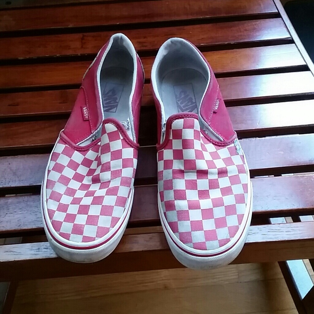 Red checkerboard Vans